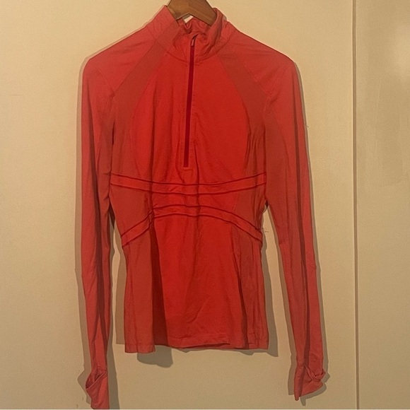 Lululemon Orange Run Half Zip Long Sleeve Size 8 - Picture 1 of 8